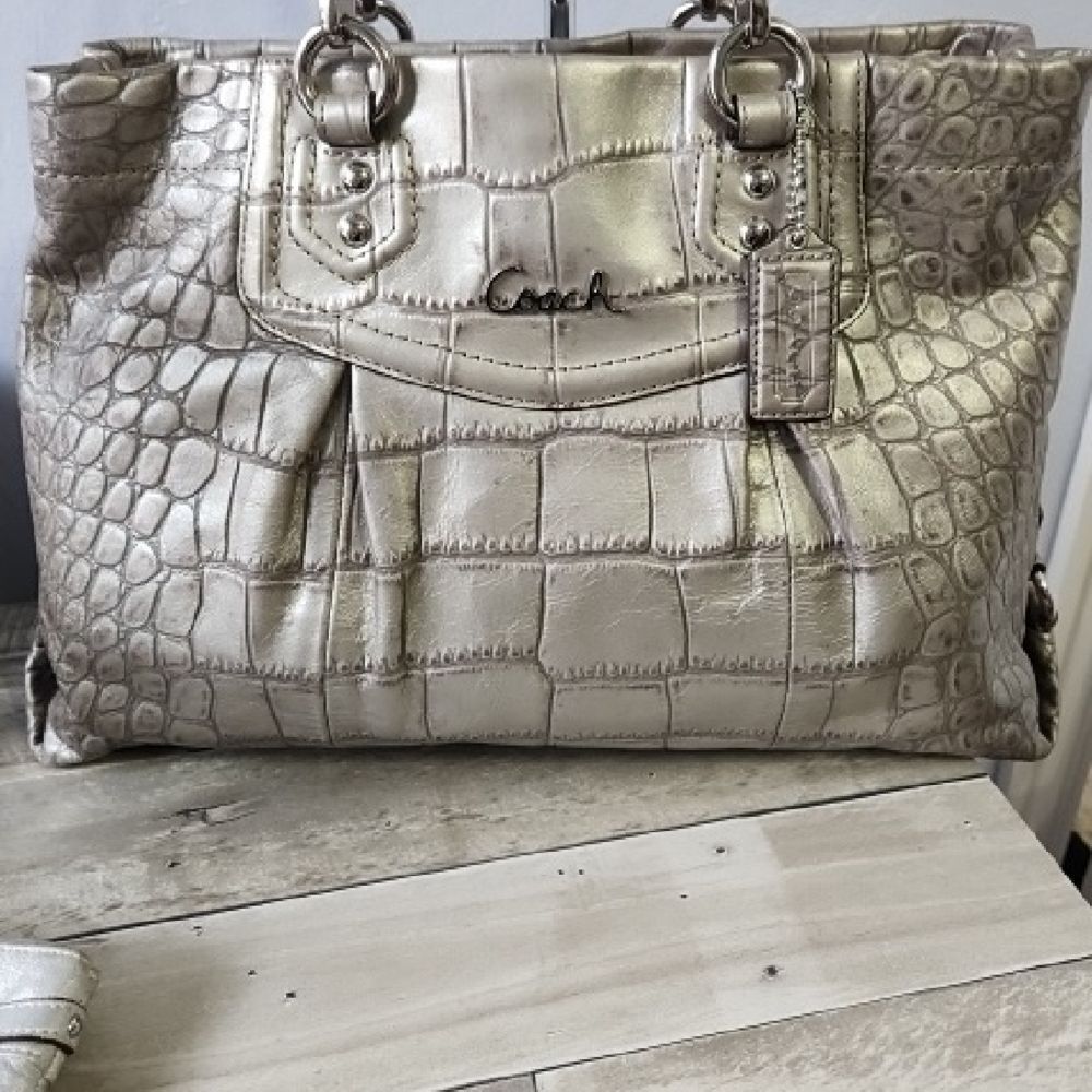 Coach Metallic Croc-Embossed Bag